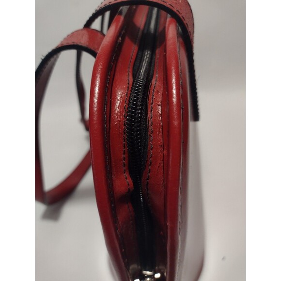 Jack Georges Red Leather Double Zip Around Shoulder Bag Tote - Picture 16 of 16